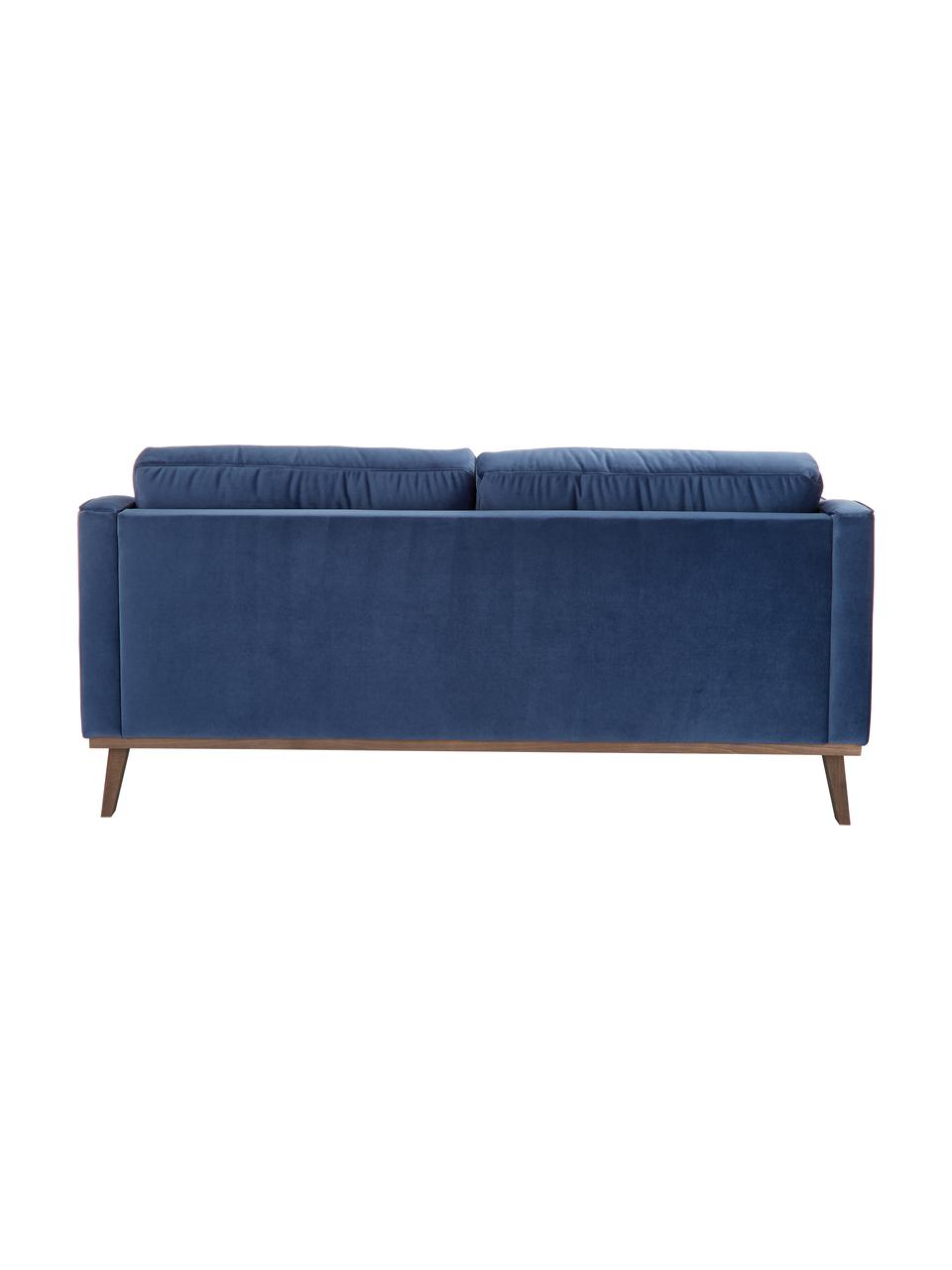 Divano 2 posti in velluto blu navy Alva, Rivestimento: velluto (rivestimento in , Struttura: legno di pino massiccio, Piedini: legno massello di faggio,, Blu marino, Larg. 184 x Prof. 94 cm