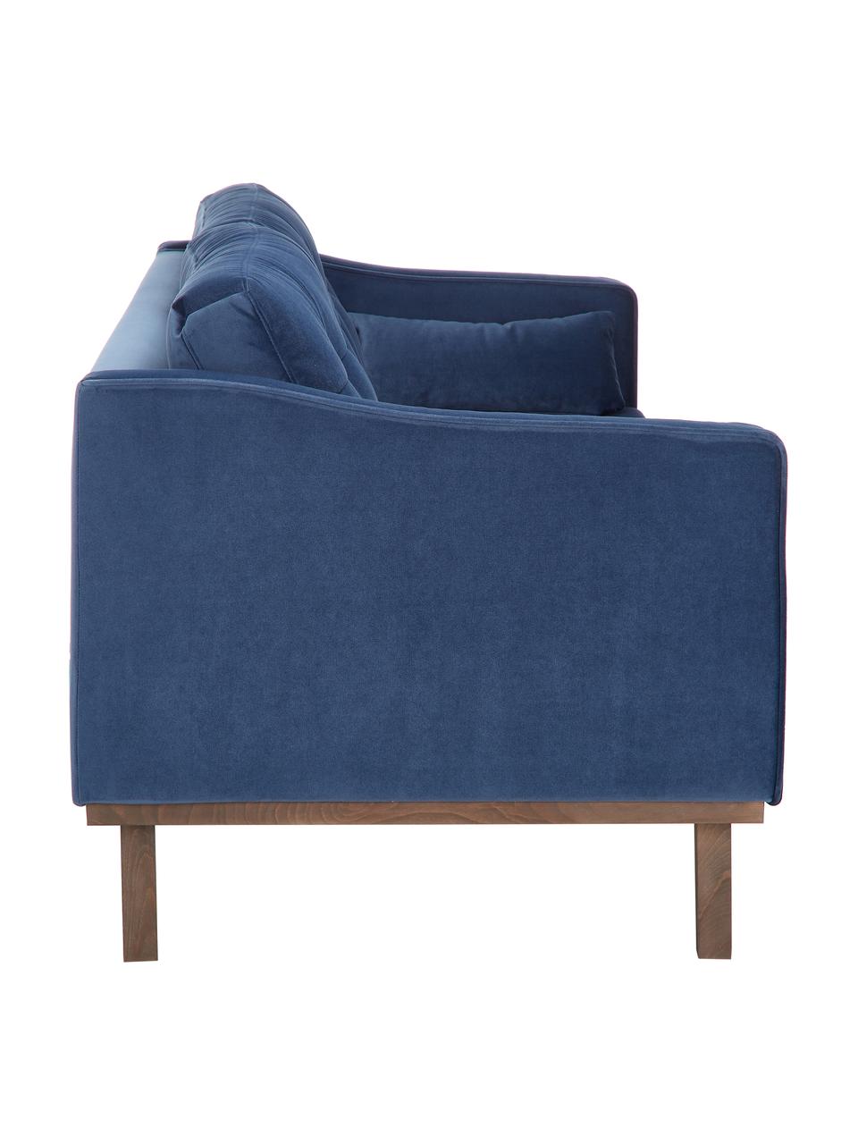 Fluwelen bank Alva (2-zits), Bekleding: fluweel (hoogwaardig poly, Frame: massief grenenhout, Poten: massief gebeitst beukenho, Marineblauw, B 184 x D 92 cm