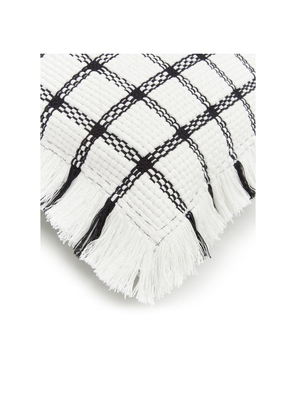 Funda de cojín cmartesanal Charlotta, 100% algodón, Blanco, crema, negro, Cama 180/200 cm (260 x 220 cm)