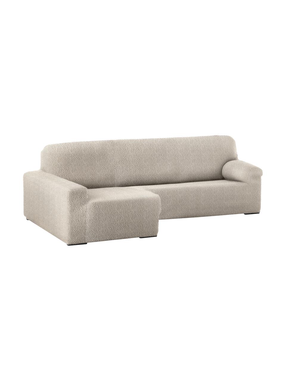 Copertura divano angolare Roc, 55% poliestere, 35% cotone, 10% elastomero, Color crema, Larg. 360 x Alt. 180 cm, chaise-longue a destra