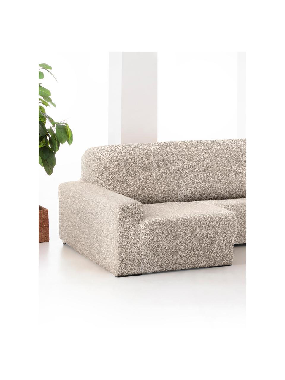 Copertura divano angolare Roc, 55% poliestere, 35% cotone, 10% elastomero, Color crema, Larg. 360 x Alt. 180 cm, chaise-longue a destra