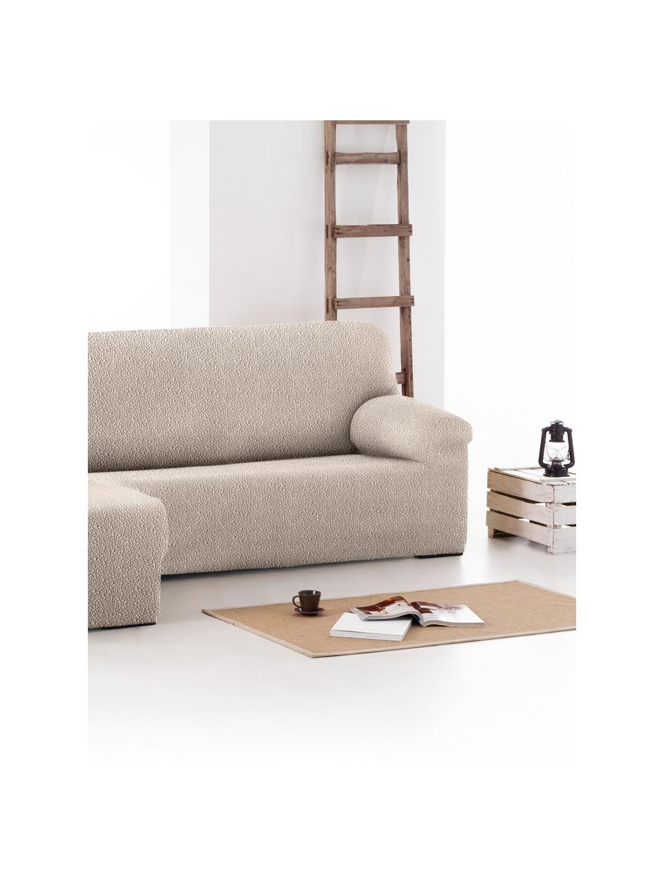 Copertura divano angolare Roc, 55% poliestere, 35% cotone, 10% elastomero, Color crema, Larg. 360 x Alt. 180 cm, chaise-longue a destra