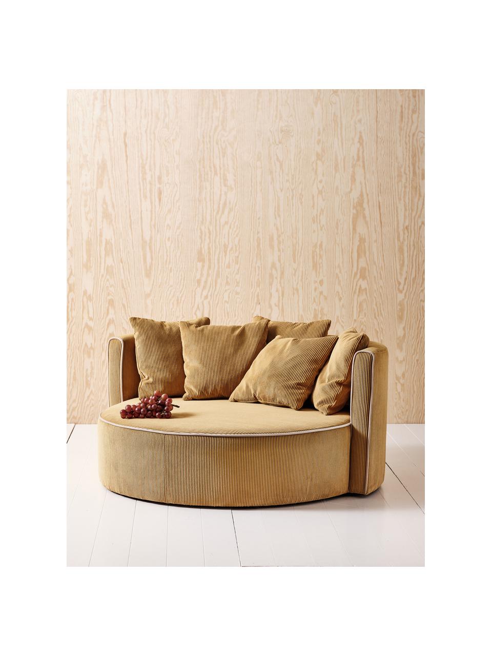 Sofa dla dzieci Wyoming Mini, Tapicerka: sztruks (88% poliester, 1, Stelaż: drewno sosnowe, sklejka, , Ochrowy sztruks, S 114 x G 106 cm