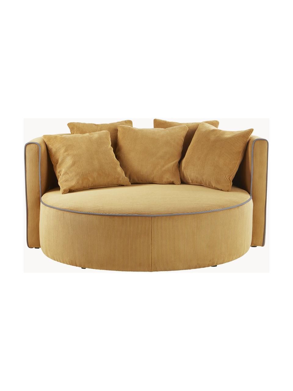 Sofa dla dzieci Wyoming Mini, Tapicerka: sztruks (88% poliester, 1, Stelaż: drewno sosnowe, sklejka, , Ochrowy sztruks, S 114 x G 106 cm