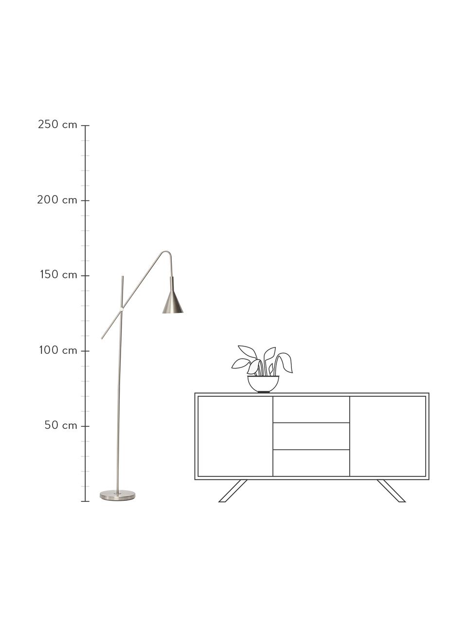 Retro-Leselampe Manifen aus Metall, Lampenschirm: Metall, vernickelt, Lampenfuß: Metall, vernickelt, Silberfarben, 66 x 167 cm