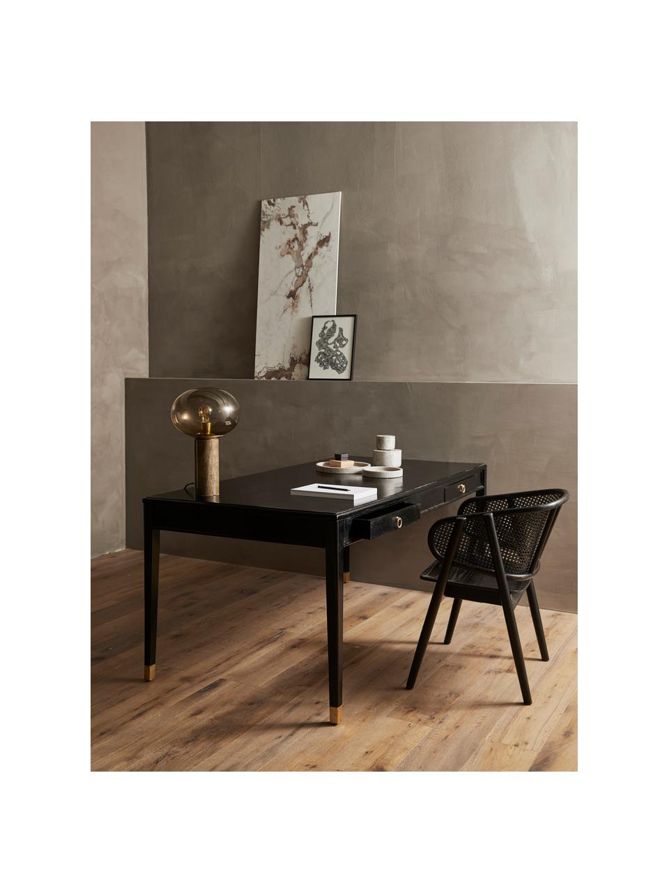 Lampa stołowa z marmurową podstawą Bes, Brązowy, szkło dymne, Ø 29 x W 45 cm