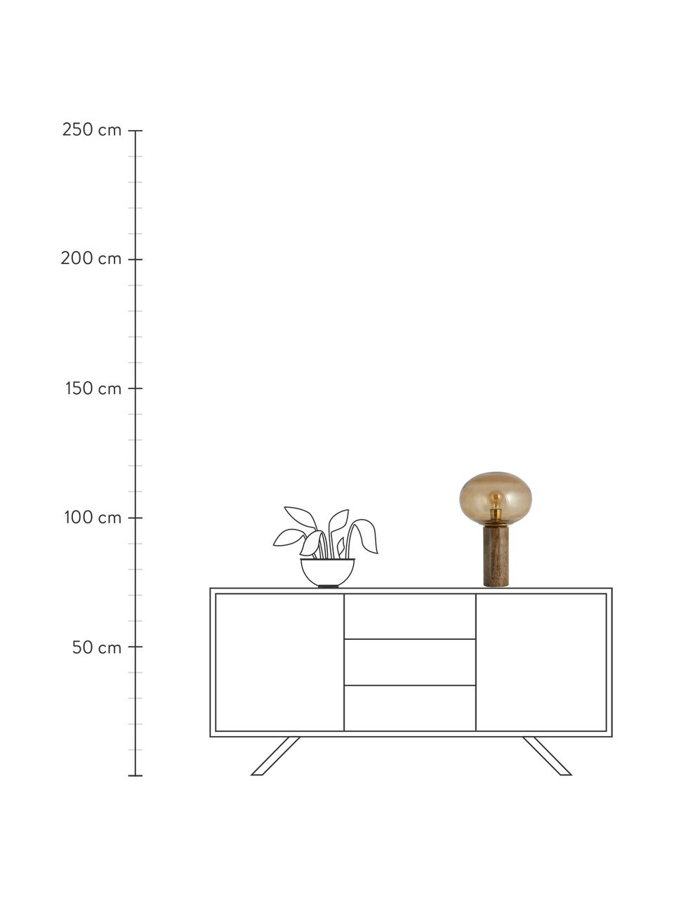 Bureaulamp Bes met marmeren voet, Lampenkap: glas, Lampvoet: marmer, Fitting: metaal, Bruin, rookglas, Ø 29 x H 45 cm