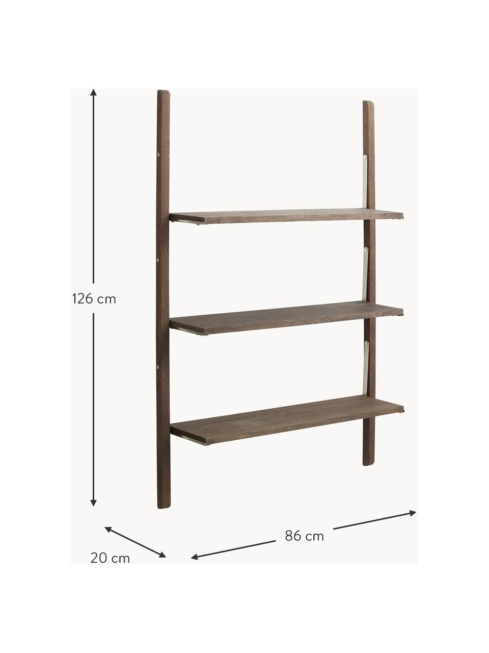 Nástěnný regál z mangového dřeva Sinca, Mangové dřevo, potažený kov, Mangové dřevo, Š 86 cm, V 126 cm