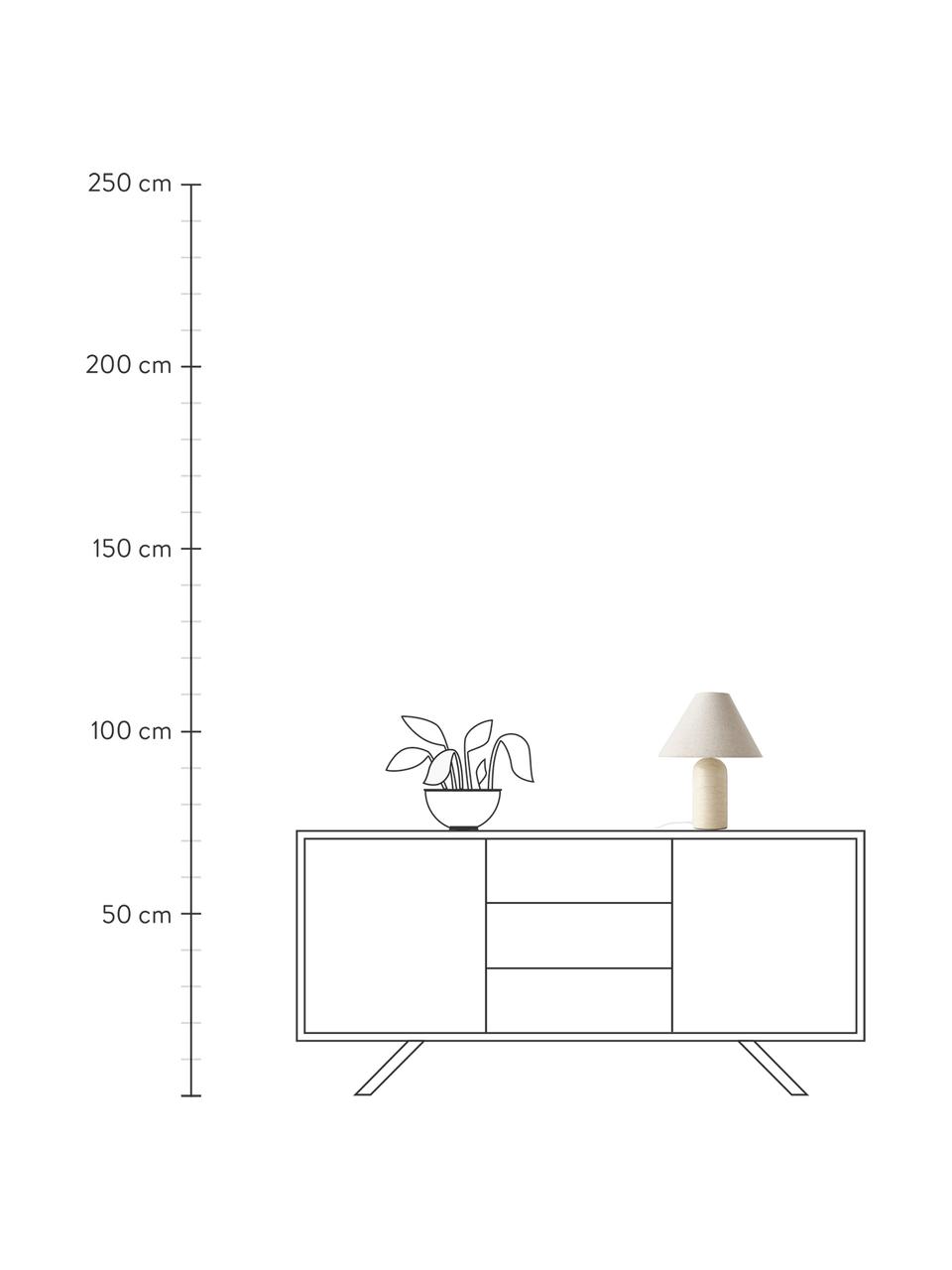 Lampada da tavolo con base effetto travertino Gia, Paralume: 50% lino, 50% poliestere, Base della lampada: marmo, Beige effetto travertino, Ø 30 x Alt. 39 cm