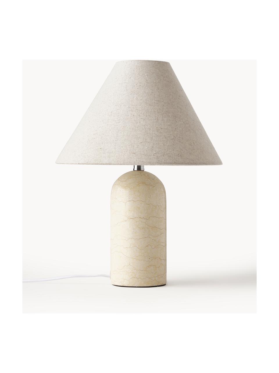 Lampe à poser avec pied en marbre Gia, Beige, marbré, Ø 30 x haut. 39 cm