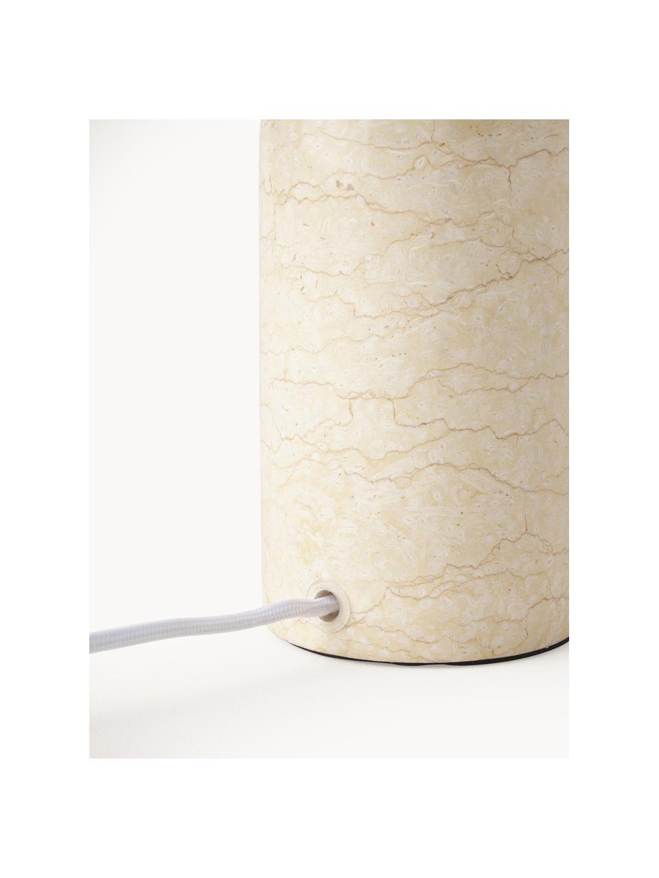 Lampada da tavolo con base in marmo Gia, Paralume: 50% lino, 50% poliestere, Beige marmorizzato, Ø 30 x Alt. 39 cm