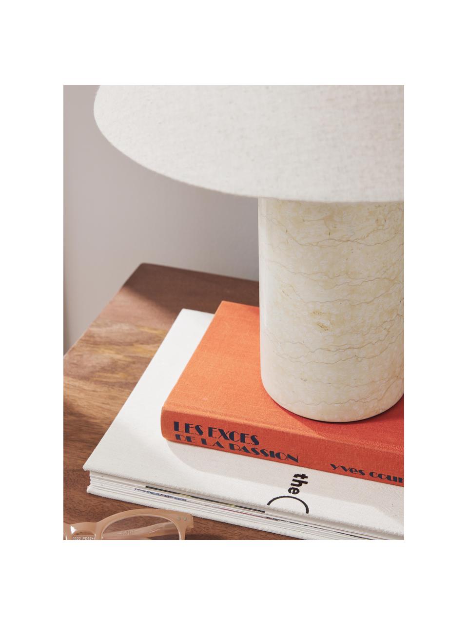 Stolní lampa s mramorovou podstavou Gia, Béžová, mramorovaná, Ø 30 cm, V 39 cm
