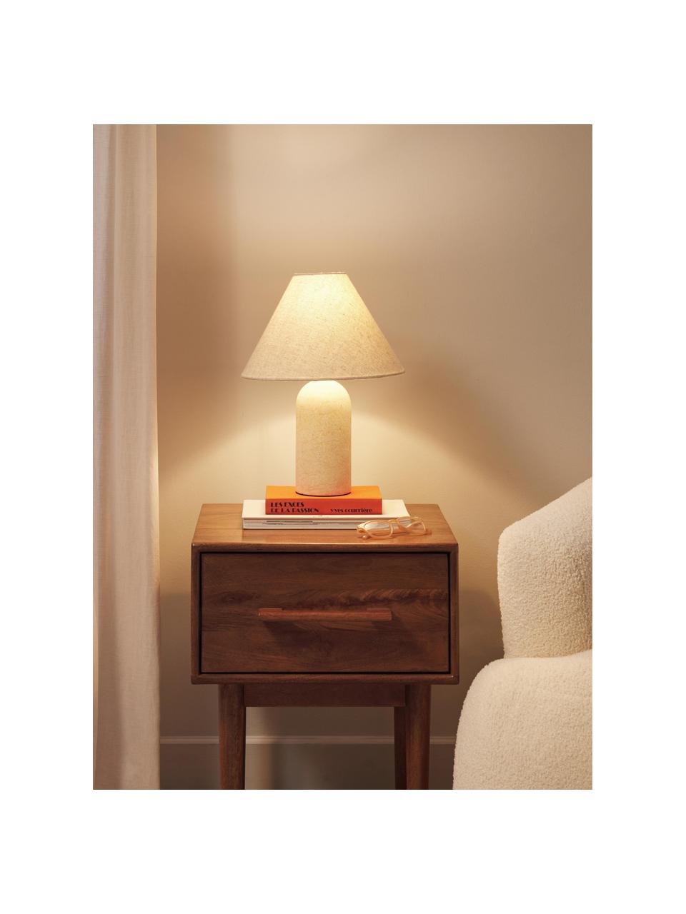 Lampe à poser avec pied en marbre Gia, Beige, marbré, Ø 30 x haut. 39 cm