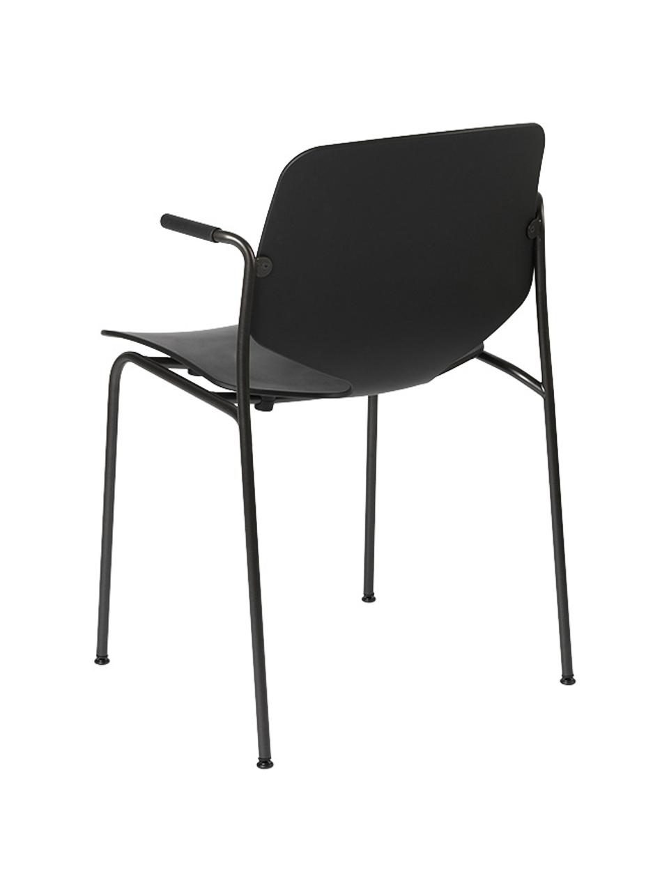 Sedia con braccioli Nova Sea, fatta a mano, Struttura: acciaio riciclato, rivest, Nero, Larg. 55 x Prof. 56 cm