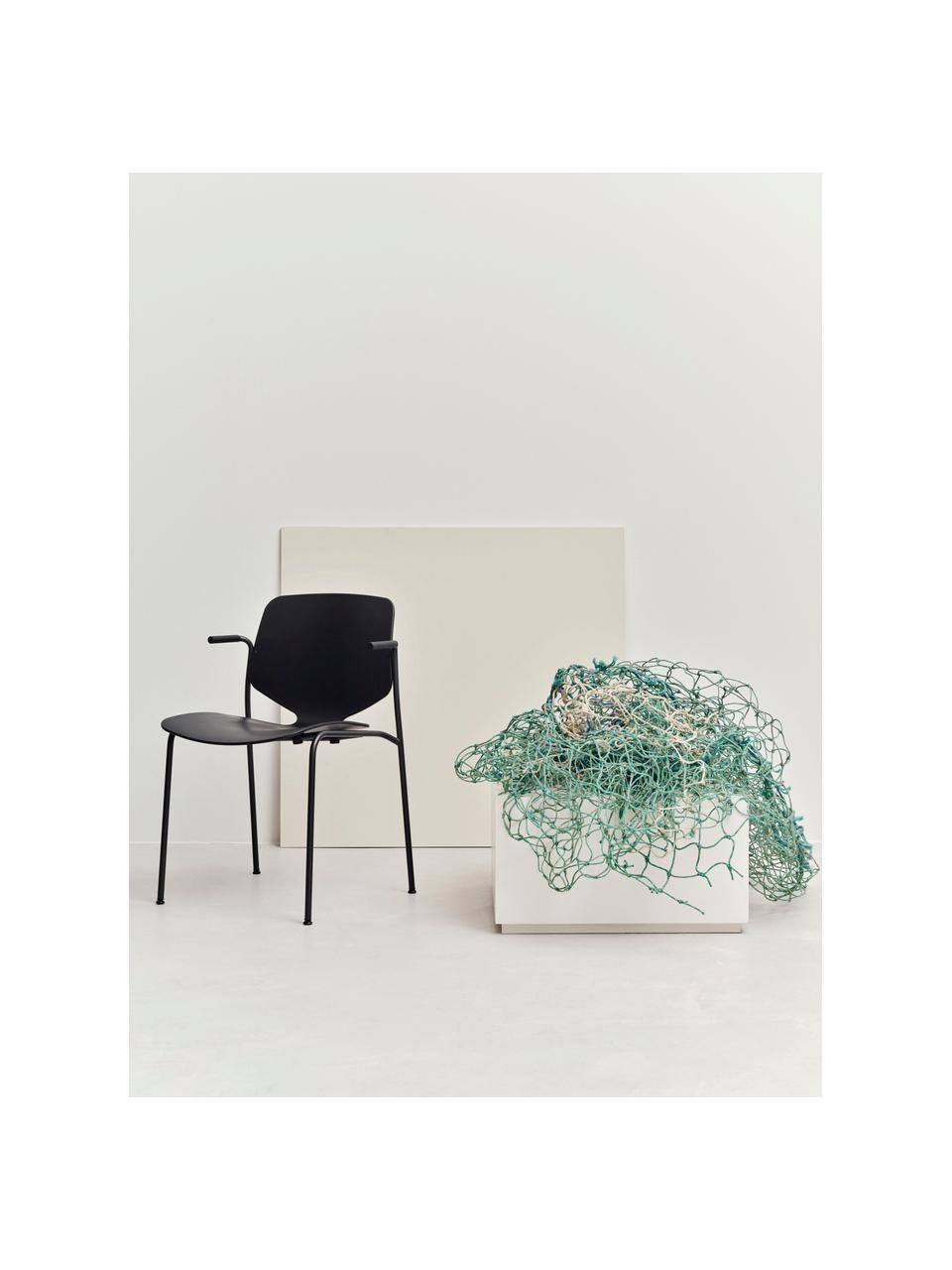 Sedia con braccioli Nova Sea, fatta a mano, Struttura: acciaio riciclato, rivest, Nero, Larg. 55 x Prof. 56 cm