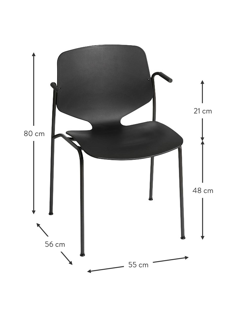 Sedia con braccioli Nova Sea, fatta a mano, Struttura: acciaio riciclato, rivest, Nero, Larg. 55 x Prof. 56 cm