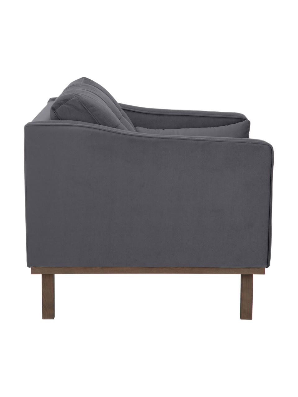 Fauteuil classique velours gris foncé Alva, Revêtement : gris Pieds : hêtre, teinte sombre