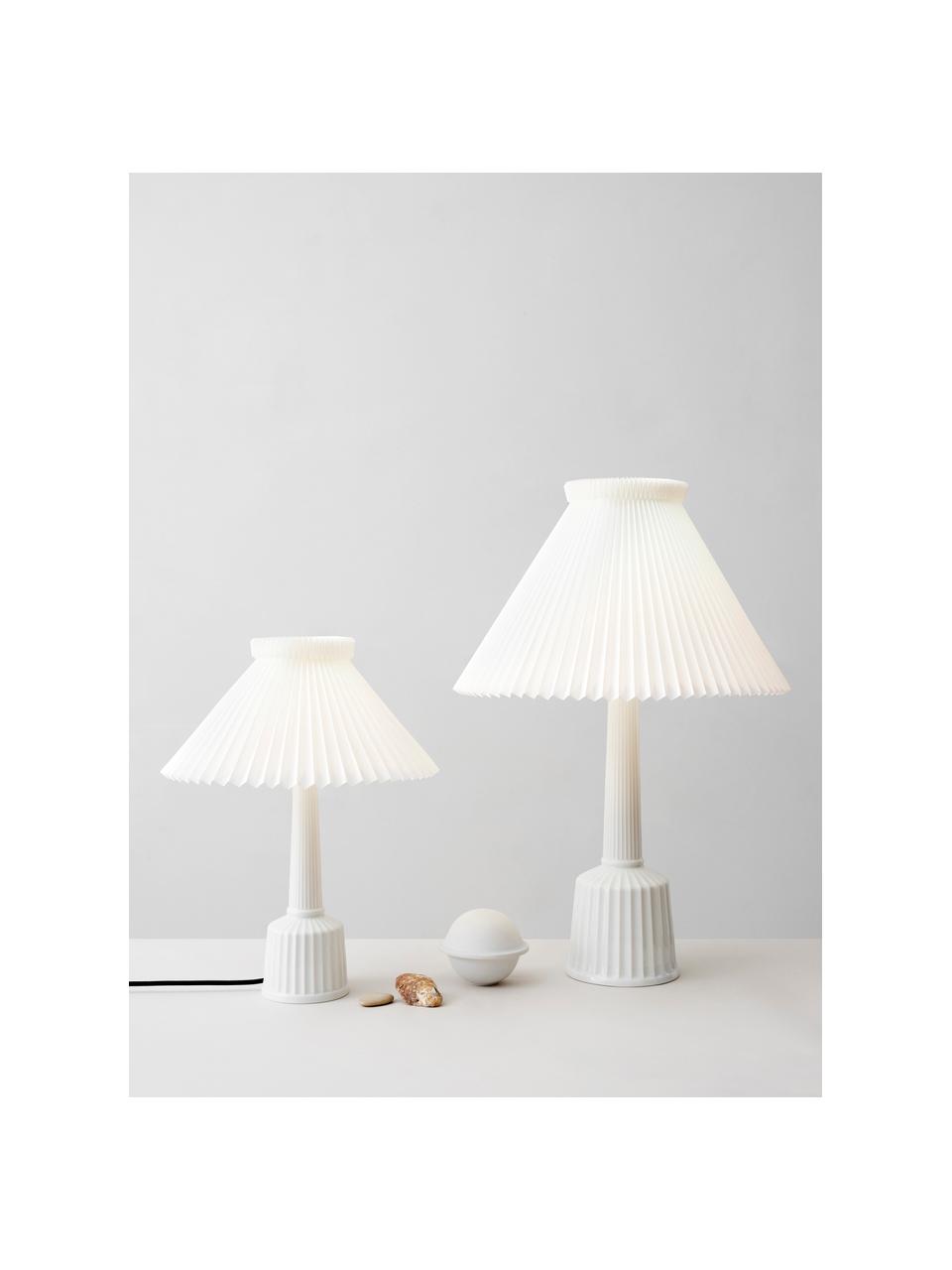 Grande lampe à poser artisanale en porcelaine Esben, Blanc, Ø 45 x haut. 65 cm