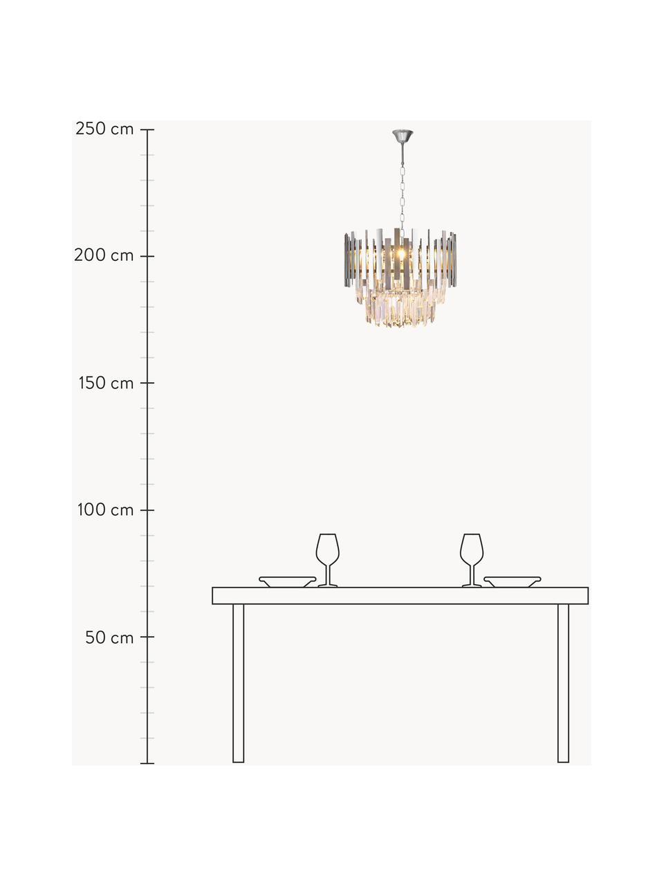 Kronleuchter Aspen, handgefertigt, Lampenschirm: Glas, Metall, beschichtet, Silberfarben, Transparent, Ø 45 x H 50 cm