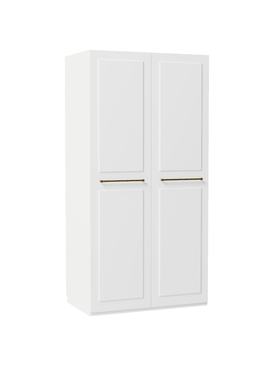 Modulaire draaideurkast Charlotte in wit, 100 cm breed, meerdere varianten, Frame: met melamine beklede spaa, Wit, Basis interieur, hoogte 200 cm