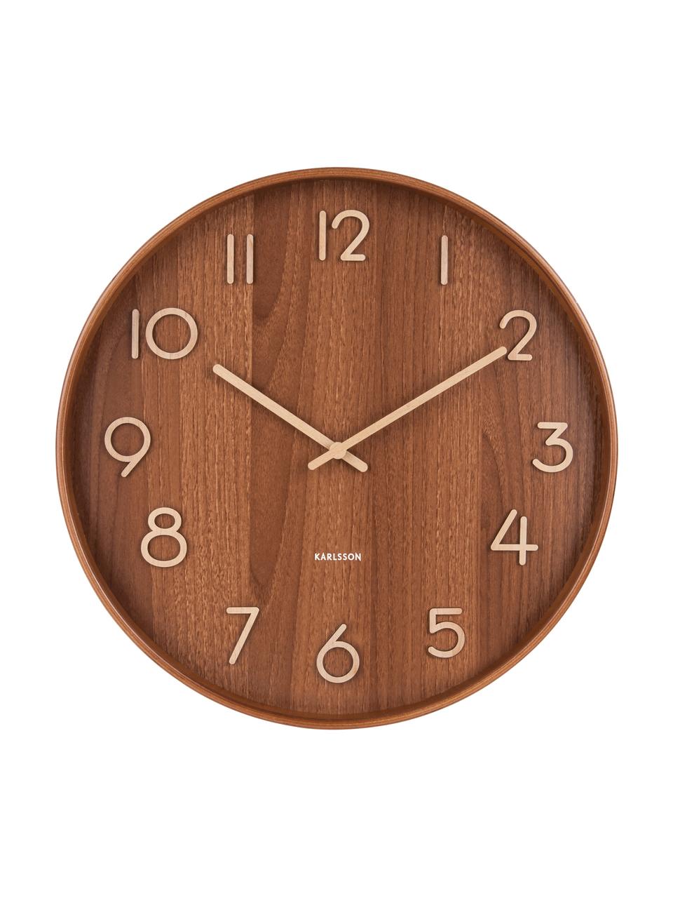 Reloj de pared Pure, Madera de tilo, Marrón, beige, Ø 60 cm