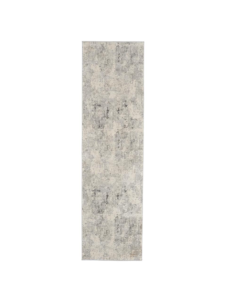 Loper Rustic in grijs/beige met hoog-laag structuur, Bovenzijde: 51% polypropyleen, 49% po, Onderzijde: latex, Grijs, beige, 65 x 230 cm