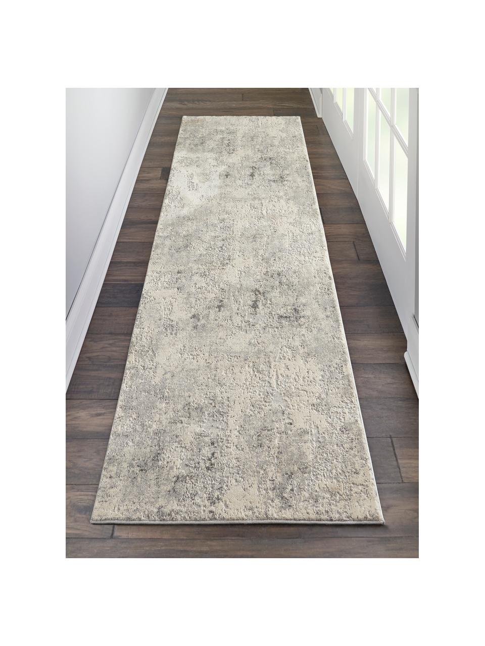 Alfombra texturizada Rustic, Parte superior: 51% polipropileno, 49% po, Reverso: látex, Gris, beige, An 65 x L 230 cm