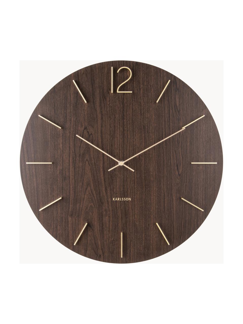 Horloge murale XL Meek, Brun foncé, couleur dorée, Ø  50 cm