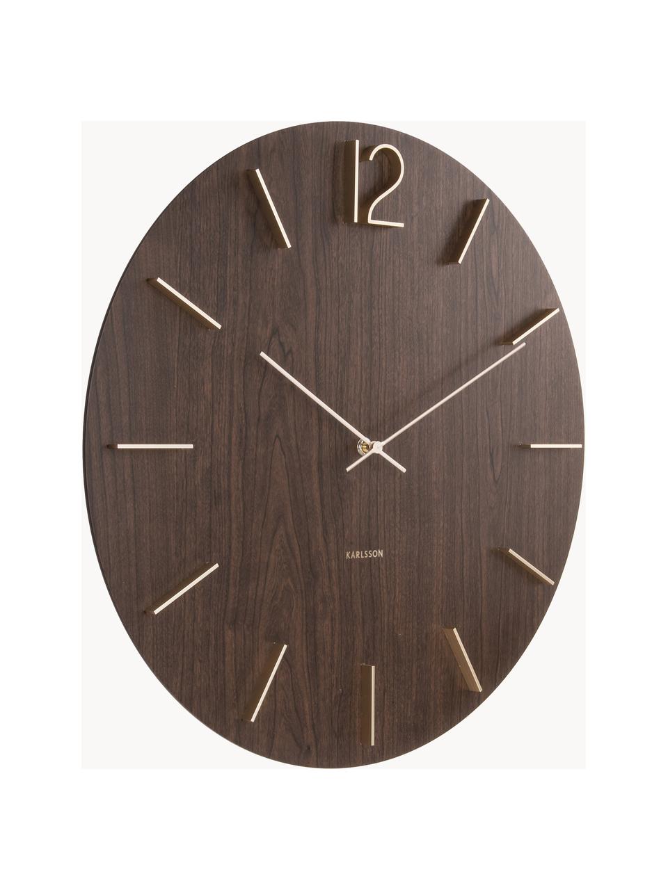 Horloge murale XL Meek, Brun foncé, couleur dorée, Ø  50 cm