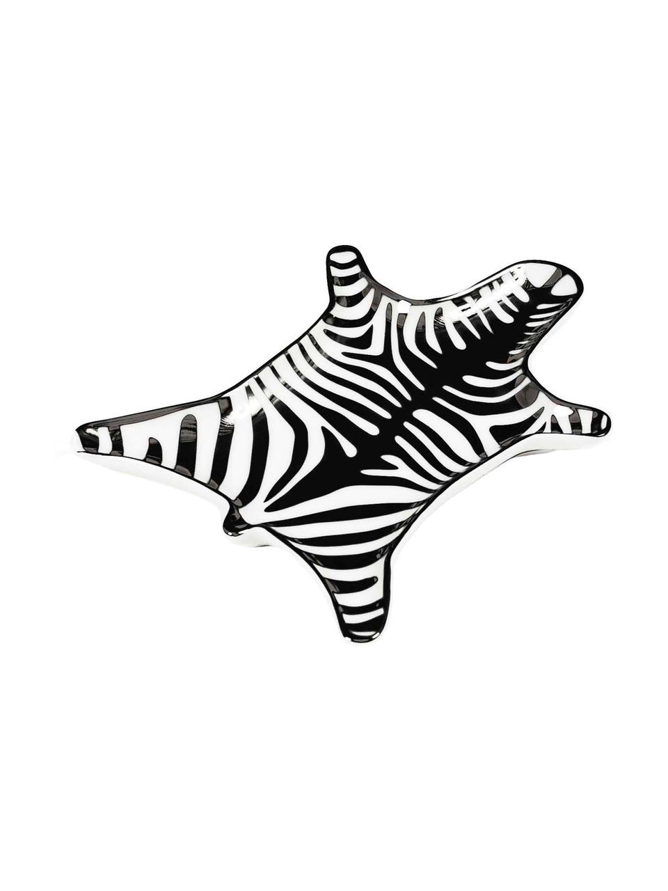 Design decoratieve schaal Zebra van porselein, Porselein, Zwart, wit, B 15 x D 11 cm