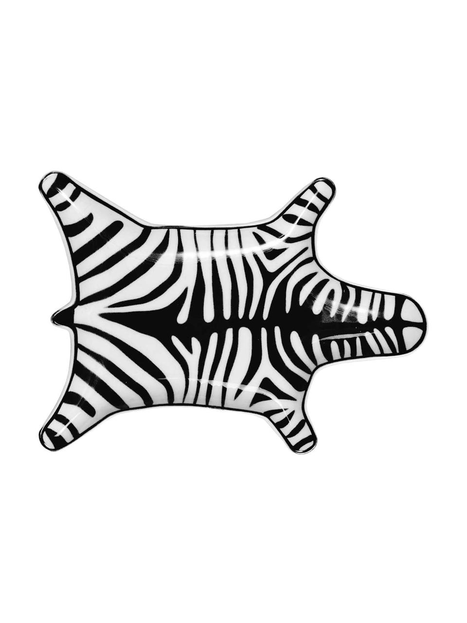 Design decoratieve schaal Zebra van porselein, Porselein, Zwart, wit, B 15 x D 11 cm