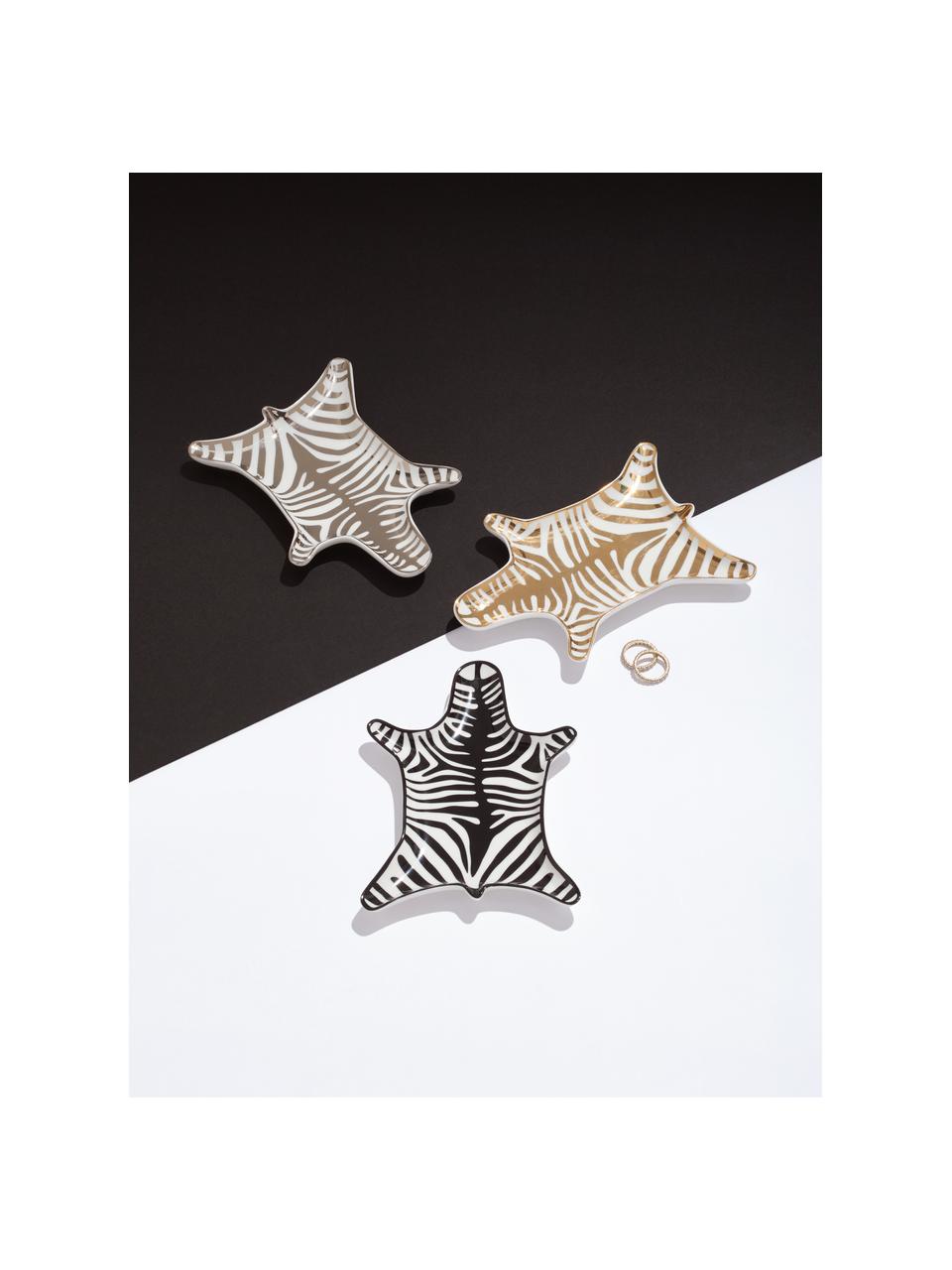 Design decoratieve schaal Zebra van porselein, Porselein, Zwart, wit, B 15 x D 11 cm