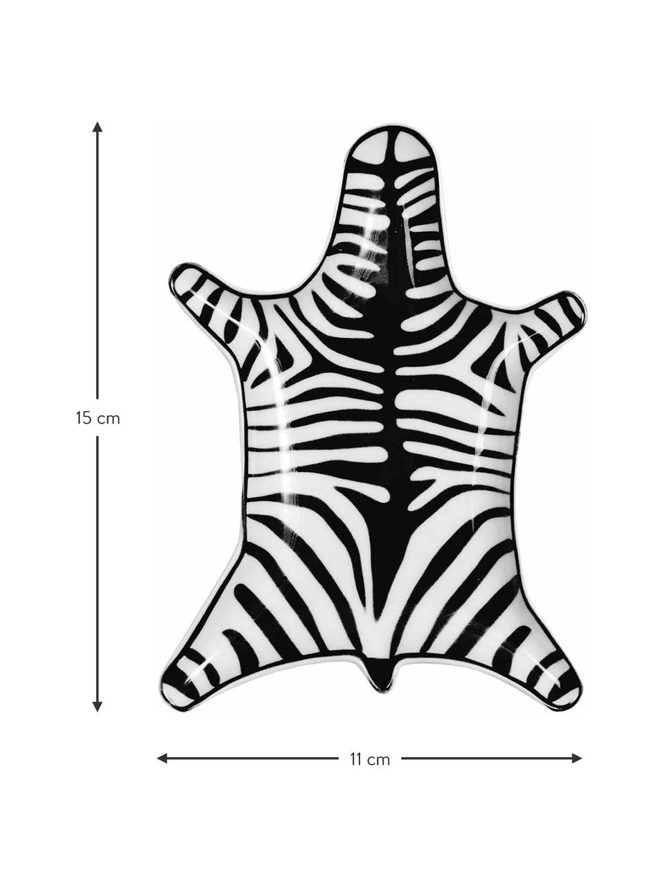 Designer-Deko-Schale Zebra aus Porzellan, Porzellan, Schwarz, Weiss, B 15 x T 11 cm