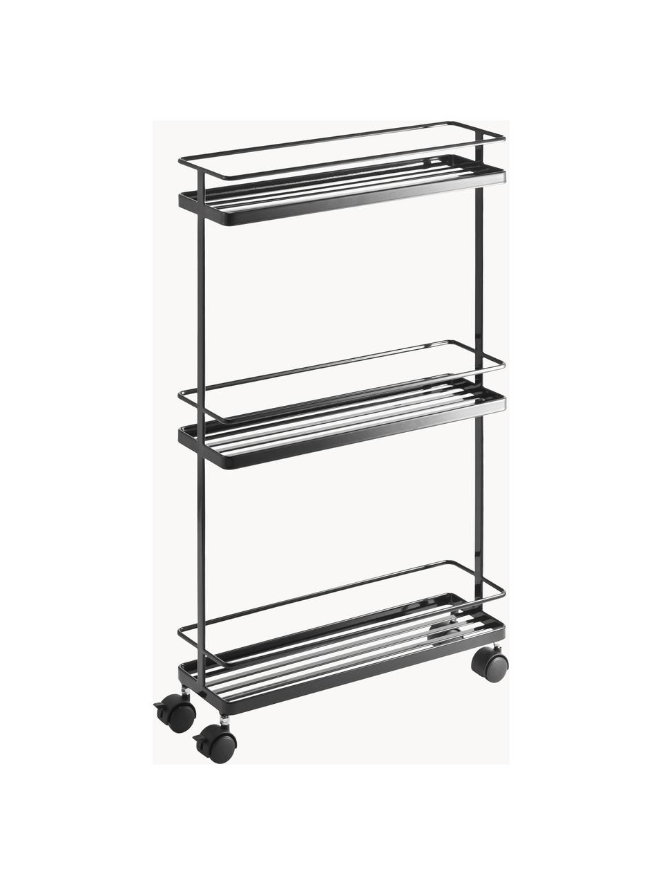 Carrello portaoggetti con ruote Tower, Acciaio rivestito, Nero, Larg. 38 x Alt. 66 cm