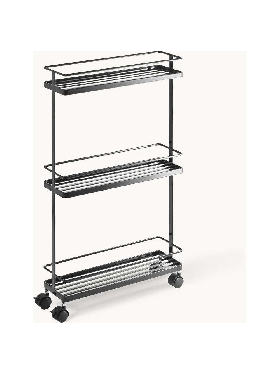 Carrello da cucina con ruote Tower, Acciaio rivestito, Nero, Larg. 38 x Alt. 66 cm