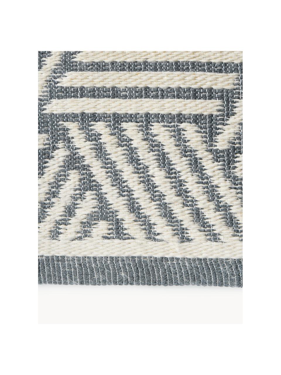 Alfombra artesanal para interior/exterior Skara, 100% poliéster con certificado GRS, Blanco crema, gris, An 80 x L 150 cm (Tamaño XS)