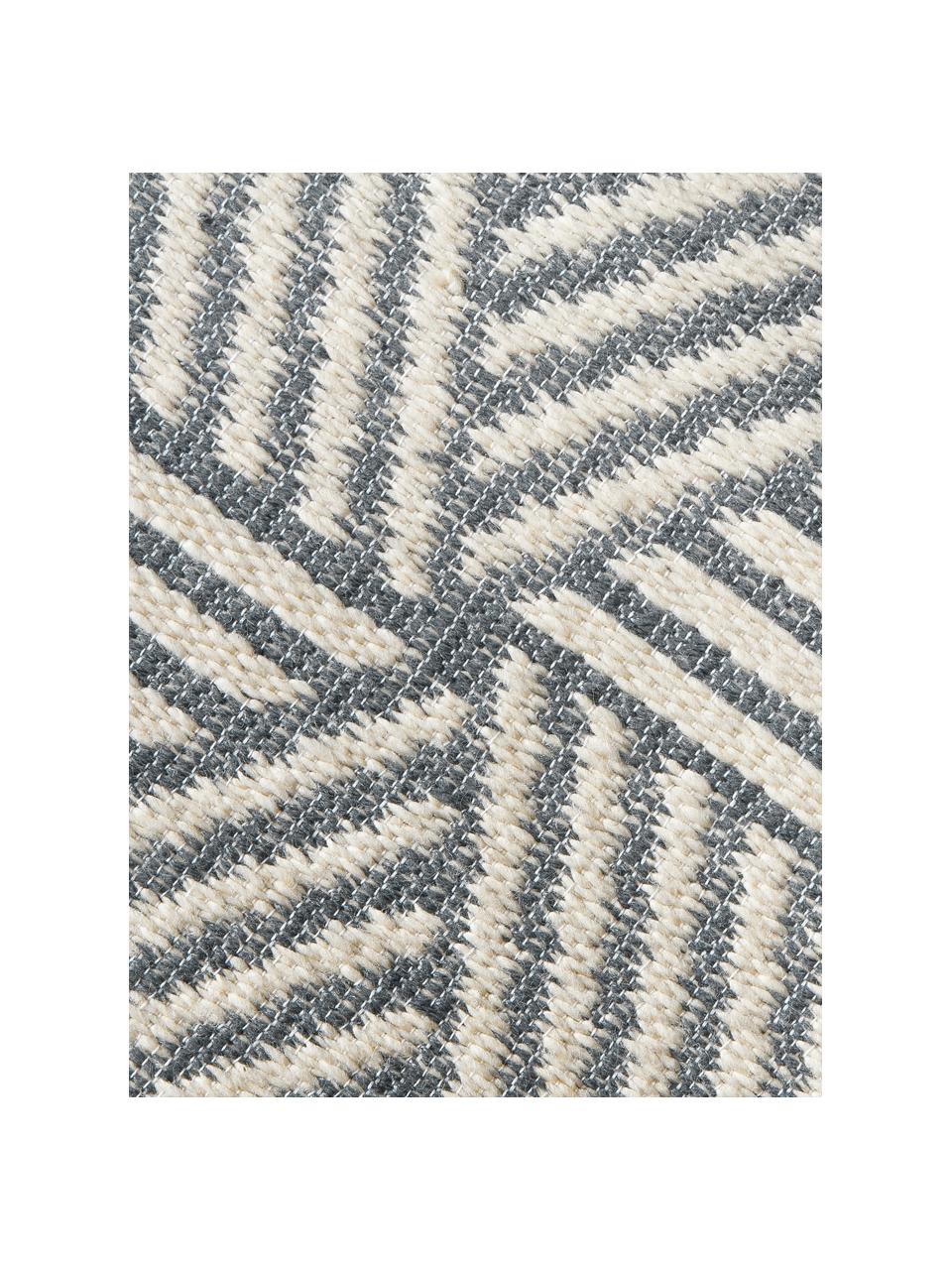 Alfombra artesanal para interior/exterior Skara, 100% poliéster con certificado GRS, Blanco crema, gris, An 80 x L 150 cm (Tamaño XS)