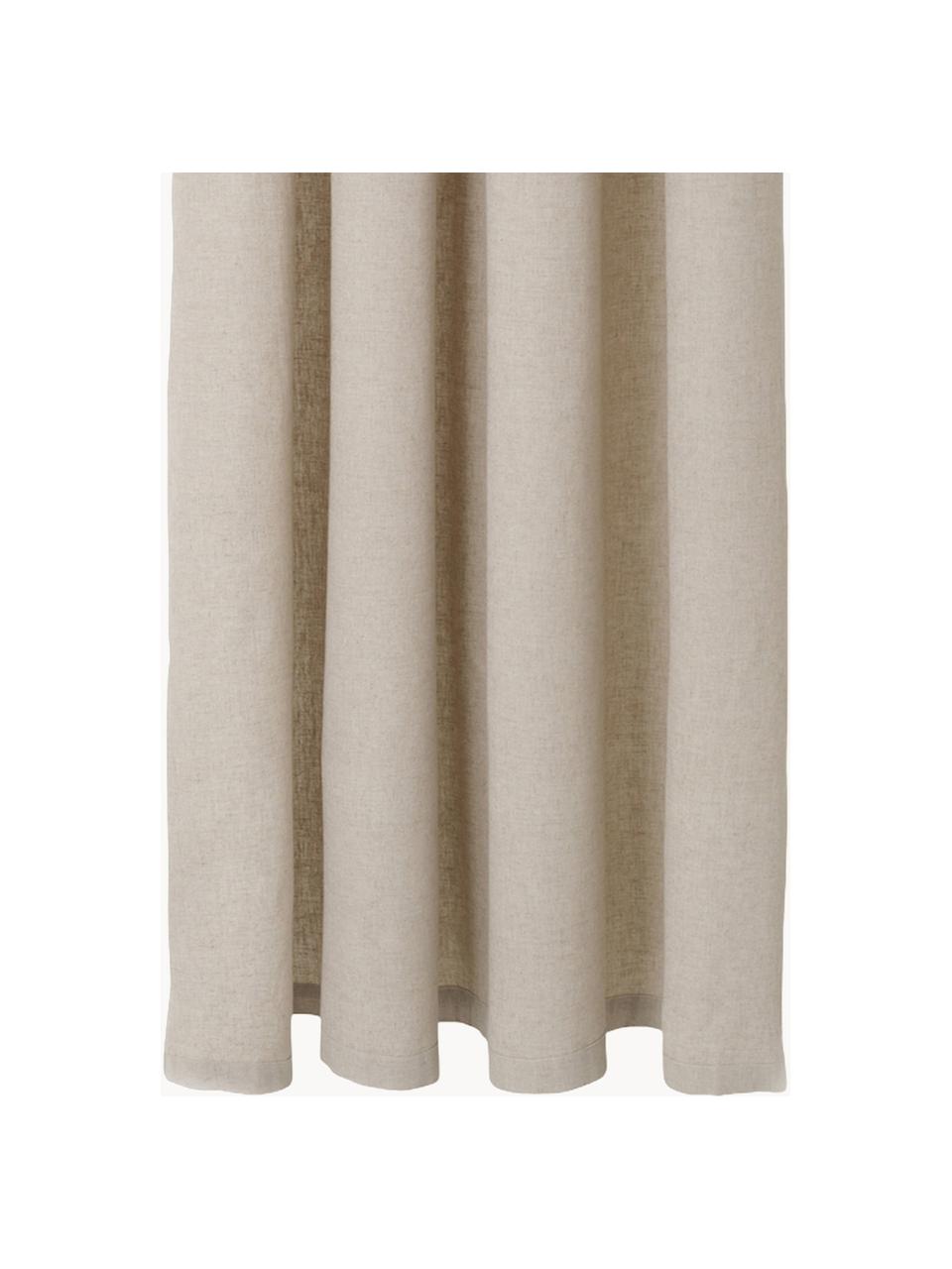 Duschvorhang Chambray aus Bio-Baumwolle, wasserabweisend, Hellbeige, B 160 x L 205 cm