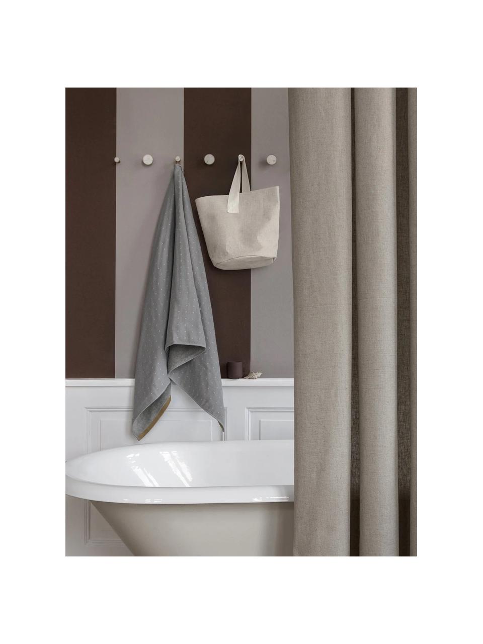 Duschvorhang Chambray aus Bio-Baumwolle, wasserabweisend, Hellbeige, B 160 x L 205 cm