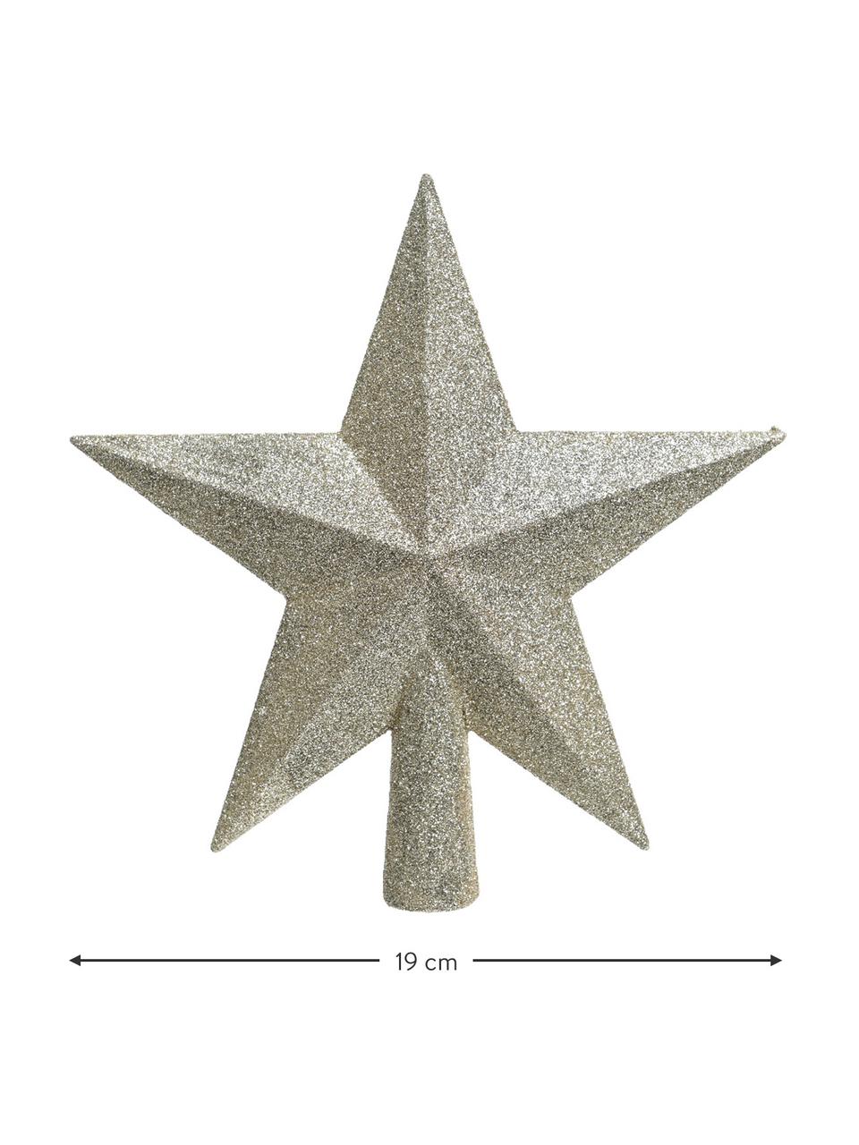 Cimier sapin incassable Morning Star, Ø 19 cm, Plastique, paillettes, Couleur crème, larg. 19 x haut. 19 cm