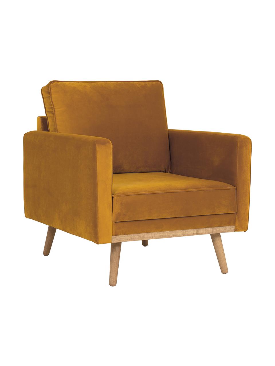 Fauteuil rétro en velours jaune moutarde Saint, Velours jaune moutarde, larg. 85 x prof. 76 cm