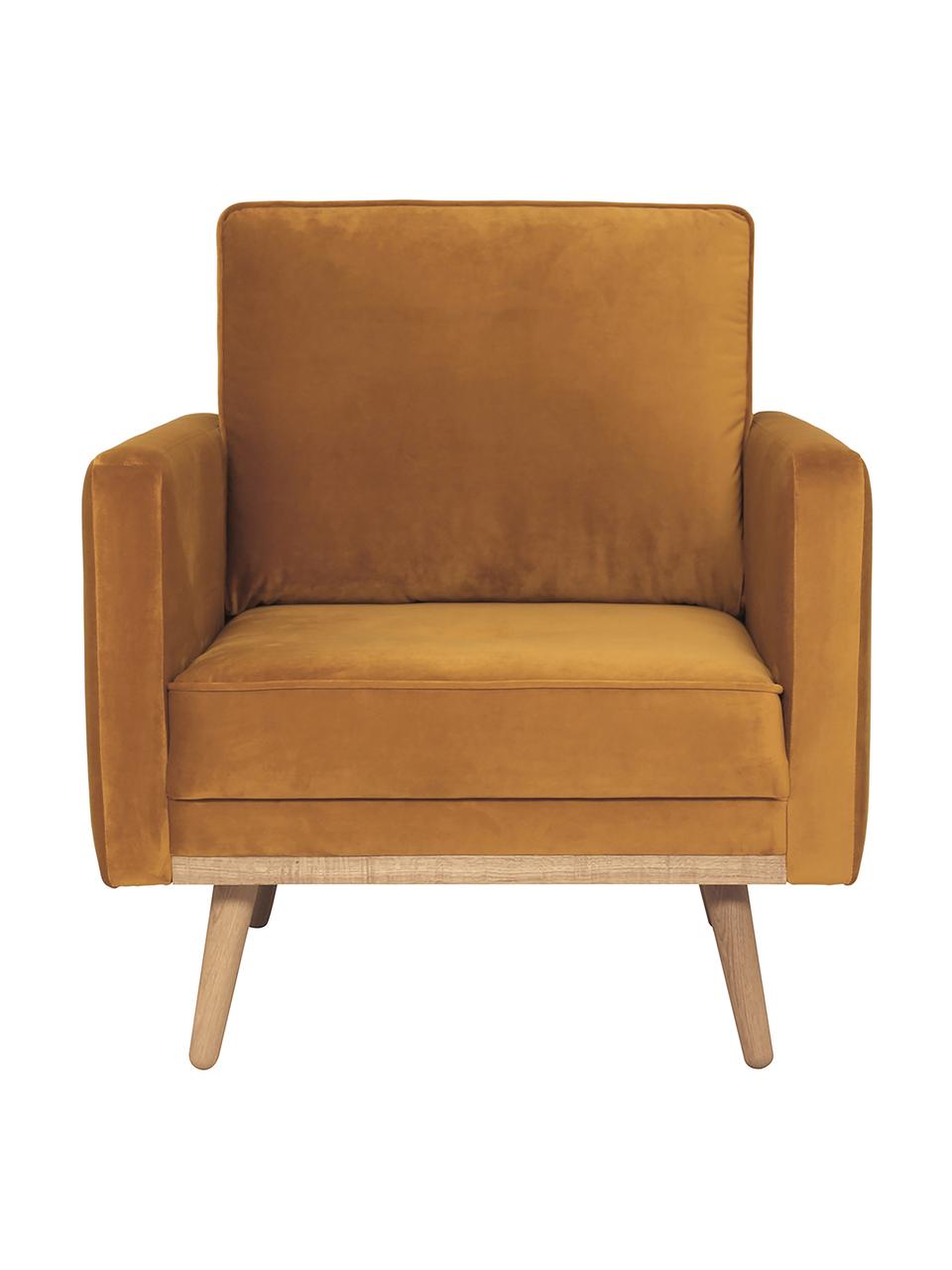 Fauteuil rétro en velours jaune moutarde Saint, Velours jaune moutarde, larg. 85 x prof. 76 cm