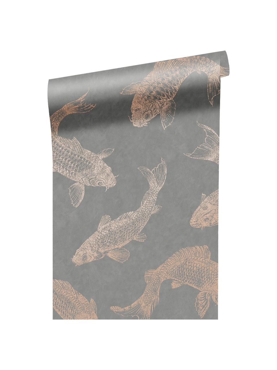 Papier peint Koi, Intissé, Gris, beige, larg. 52 x haut. 1005 cm