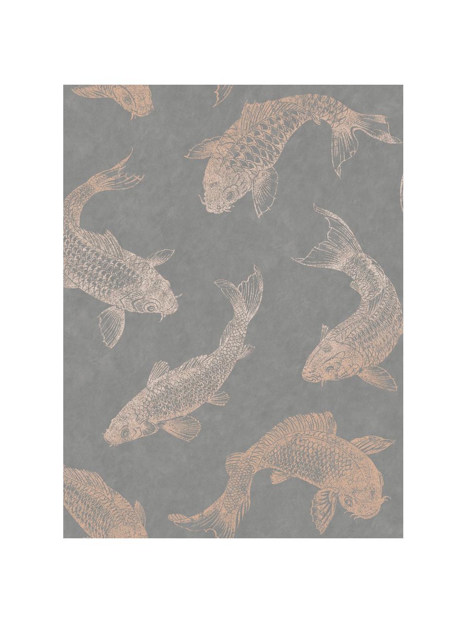 Papel pintado Koi, Tejido no tejido, Gris, beige, An 52 x Al 1005 cm