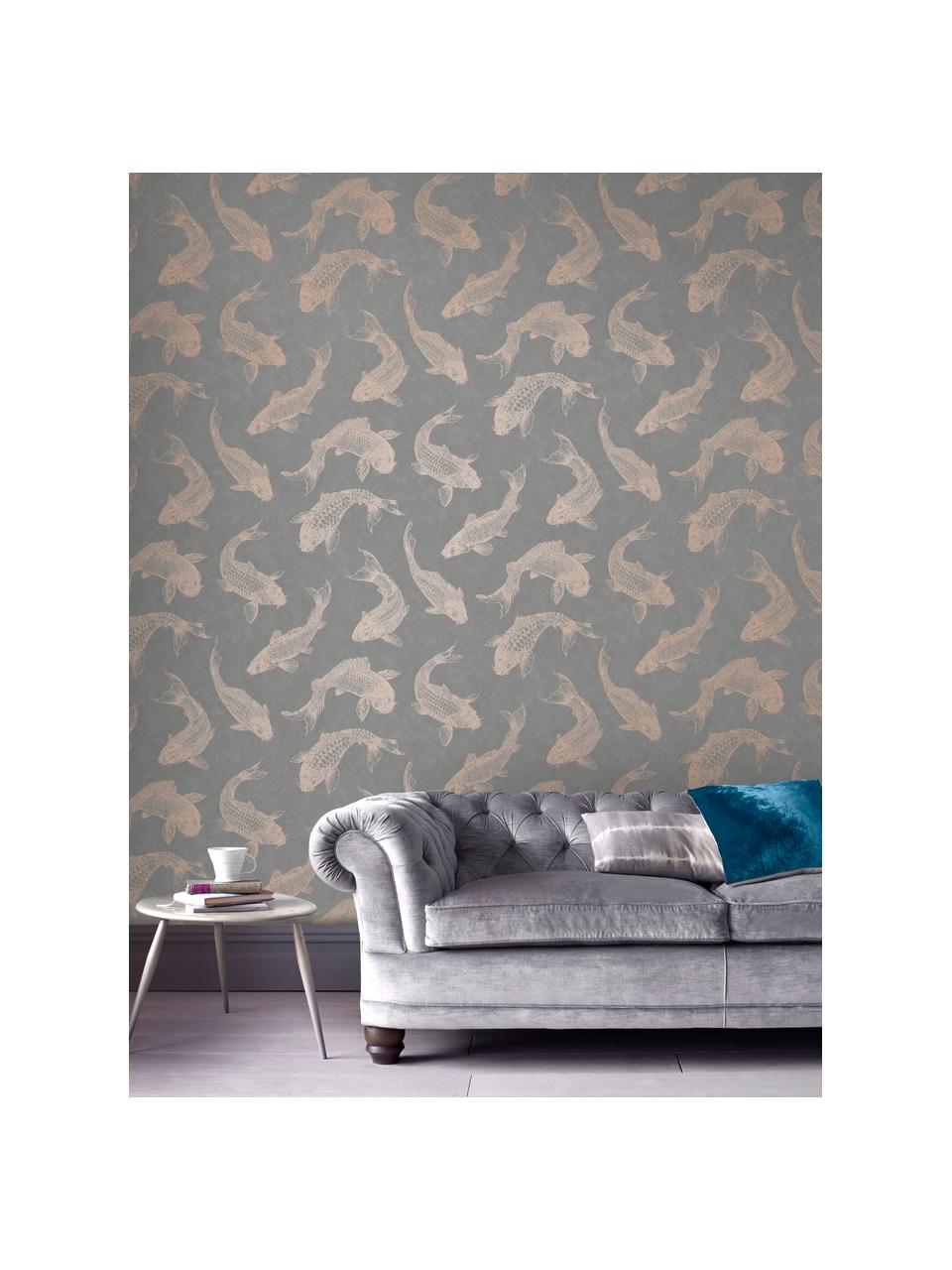 Papier peint Koi, Intissé, Gris, beige, larg. 52 x haut. 1005 cm