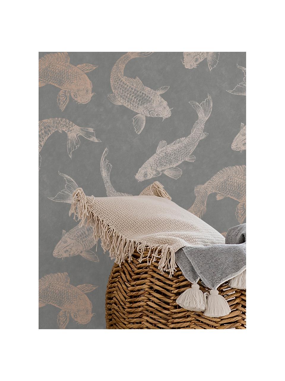 Papier peint Koi, Intissé, Gris, beige, larg. 52 x haut. 1005 cm