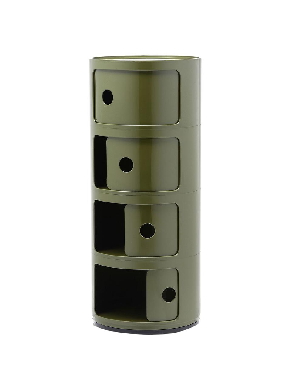 Design Container Componibili, 4 Elemente, Kunststoff, Greenguard-zertifiziert, Grün, glänzend, Ø 32 x H 77 cm