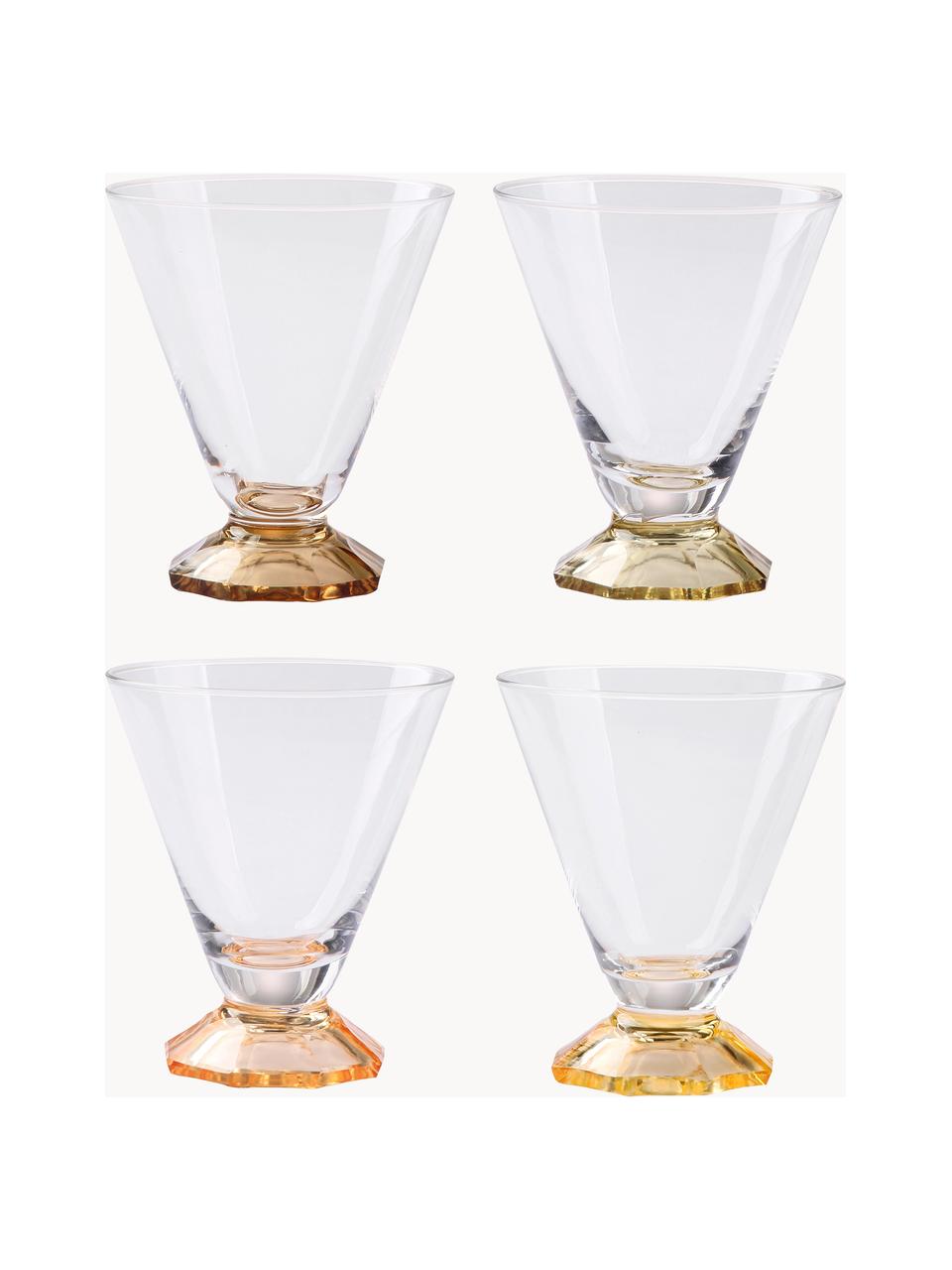 Handgemaakte cocktailglazen Aylee, set van 4, Glas, Transparant, beige- en bruintinten, Ø 9 x H 10 cm, 200 ml