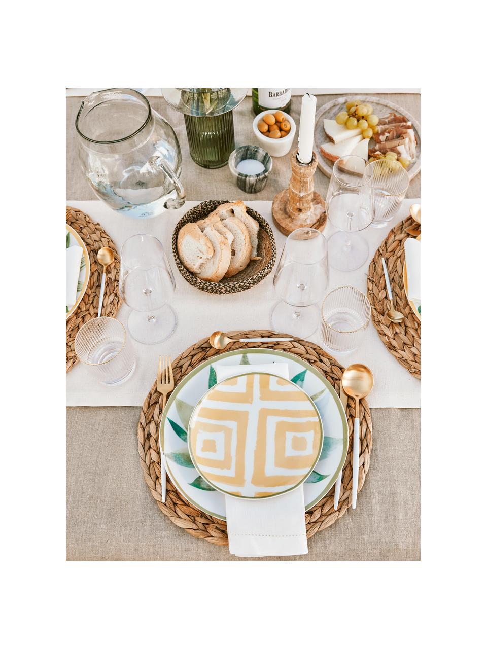 Set de table rond Wanda, 4 pièces, Jacinthe d'eau, Beige, Ø 35 cm