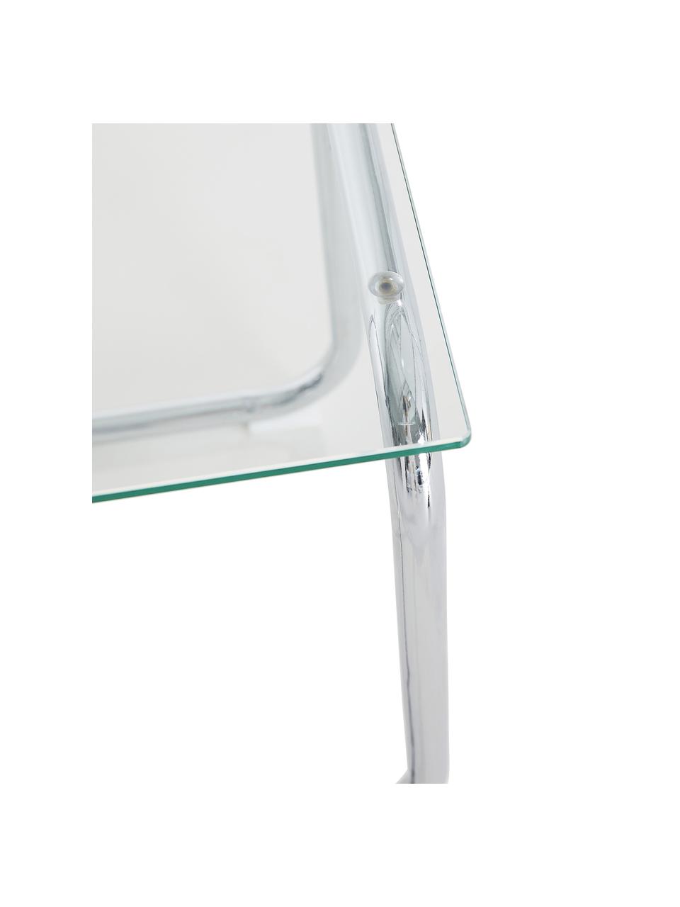Stolik pomocniczy ze szklanym blatem Lulu, Blat: szkło hartowane, Stelaż: metal chromowany, Transparentny, odcienie chromu, S 42 x W 45 cm